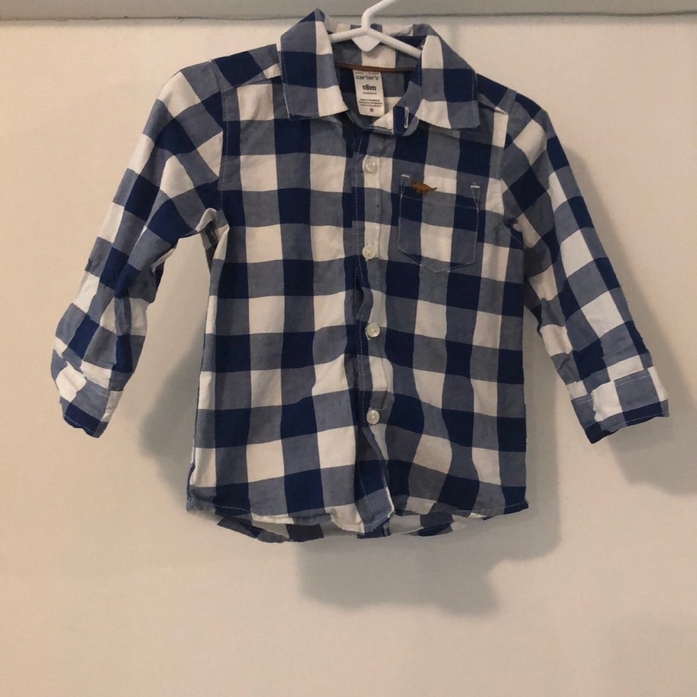Navy Checkered Button Up